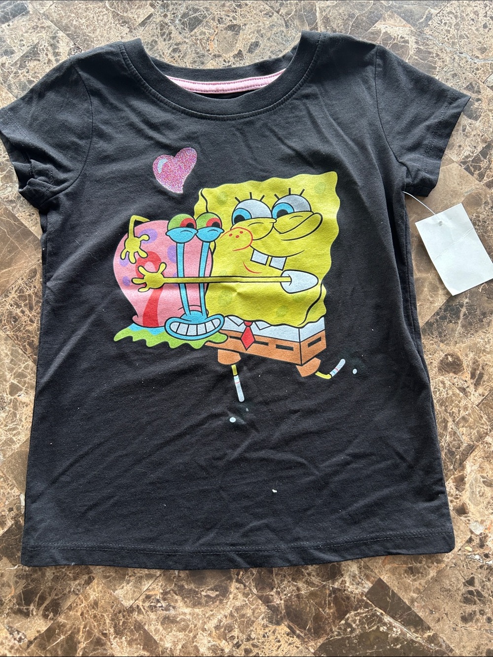 NEW 🆕 Girls Black SpongeBob Graphic Tee size 6 years